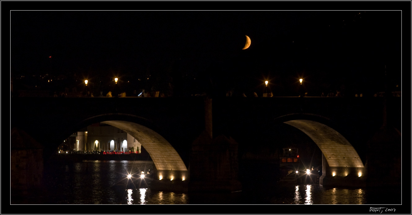 Moon over Charles Bridge