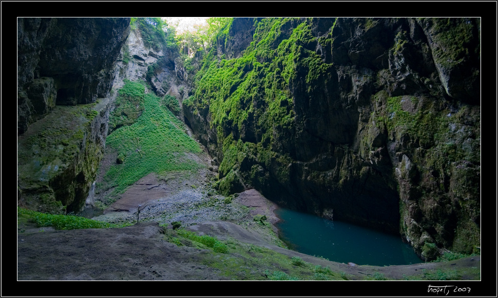 At the bottom of Macocha abyss.