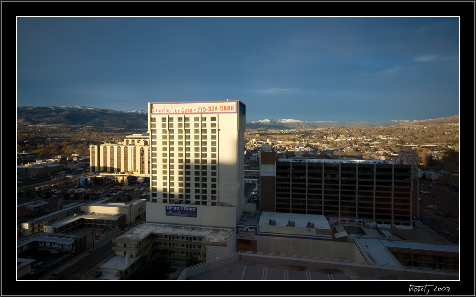 View from Reno Silver Legacy hotel eastwards toward California